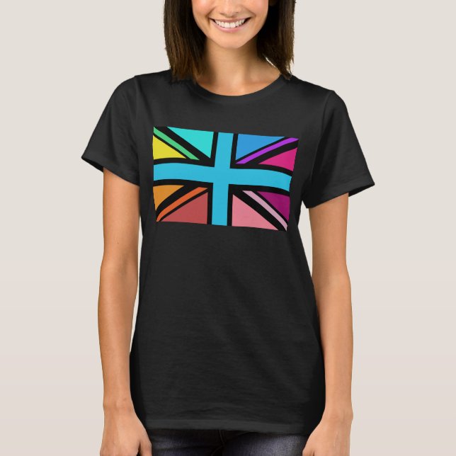Camiseta Unión Jack/Bandera Multicolorizado+Diseño Negro (Anverso)