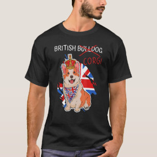 Camiseta Union Jack de Corgi Bulldog Británico Reina Platin