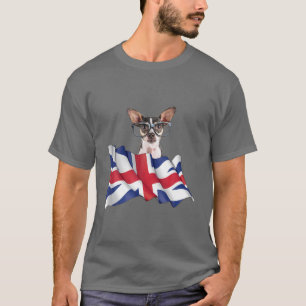 Camiseta Union Jack Flag Dog Chihuahua W Glass