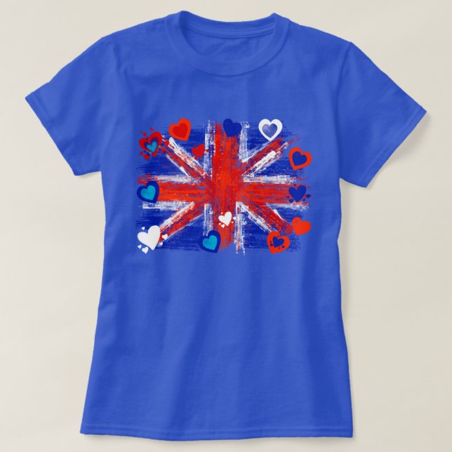 Camiseta Union Jack, Union Jack fresco, amor Reino Unido (Diseño del anverso)