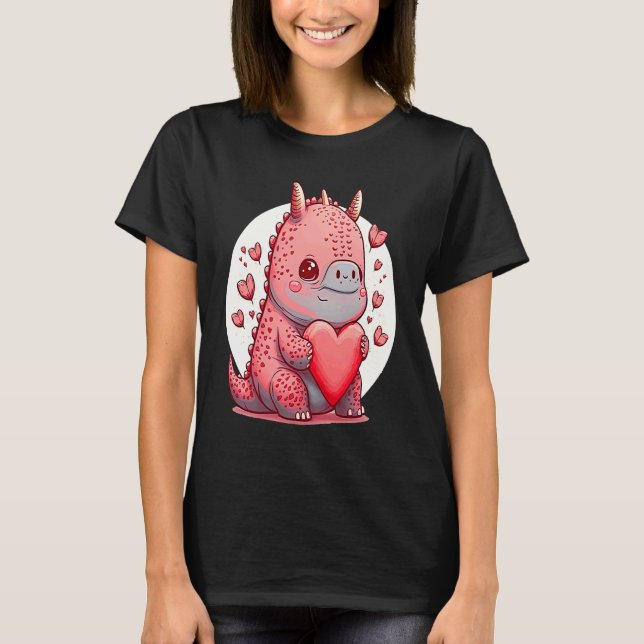 Camiseta Unique Cute Dino Dazecore Valentines Day (Anverso)