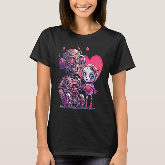 Camiseta Unique Cute Robot Valentines Day (Anverso)