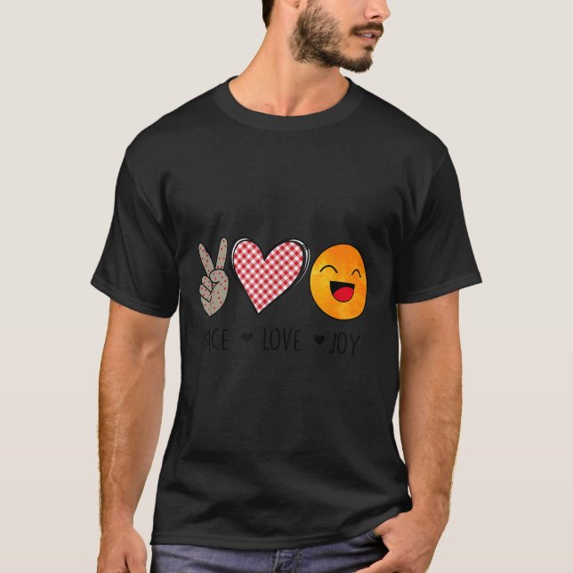 Camiseta Unique Design Peace Love Joy Hapness Motivational  (Anverso)