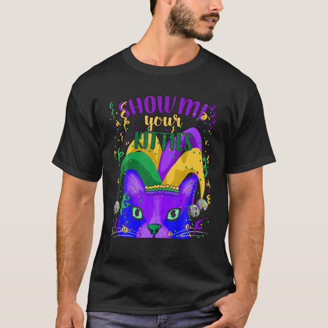 Camiseta Unique Mardi Gras Party, Fat Tuesday, Cat Graphic (Anverso)