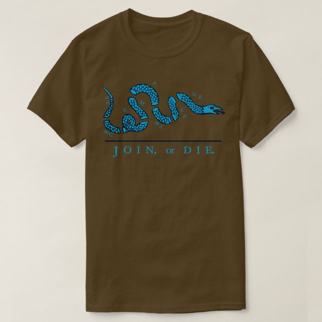 Camiseta Unirse o morir en azul (Diseño del anverso)