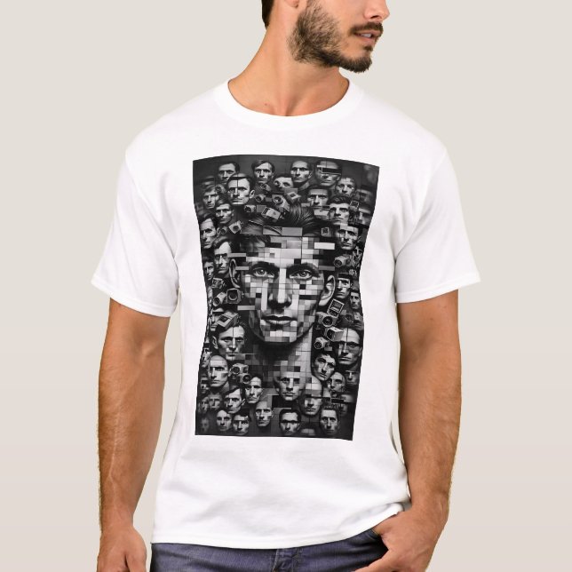 Camiseta Unisex de control Distópico Blanco y Negr (Anverso)