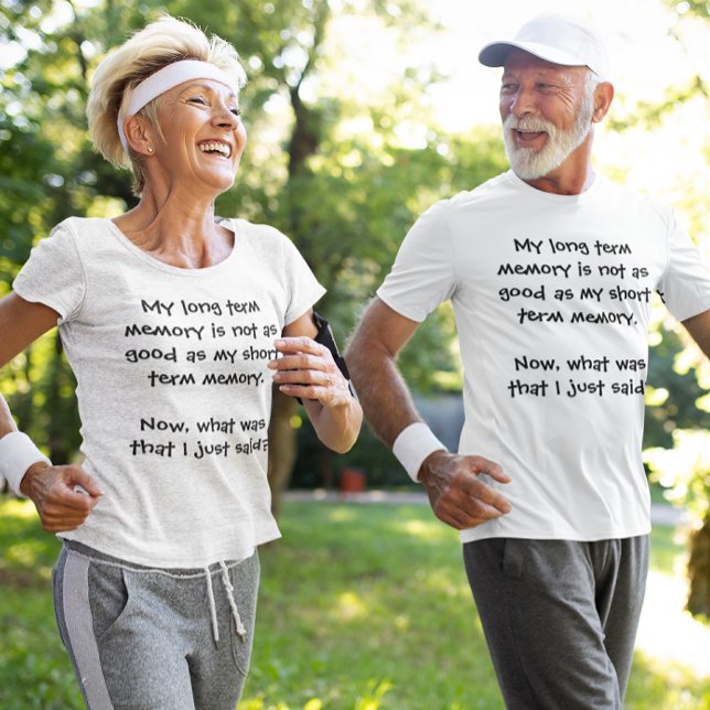 Camiseta Unisex de diseño de memoria divertida (Funny Memory Lapse Brain Fade Unisex T-shirt Elderly couple)