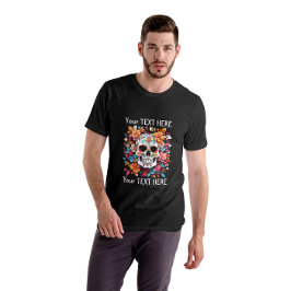 Camiseta Unisex de Skull y Flores personalizado, t