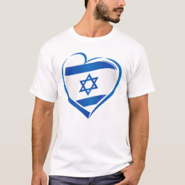 Camiseta UNISEX, diseño del corazón de la bandera israelí