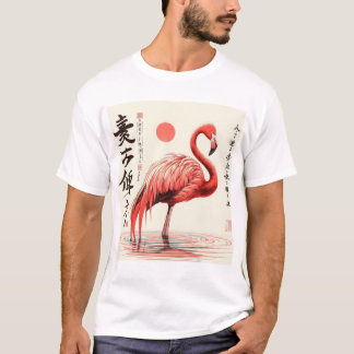 Camiseta Unisex Flamingo Water Diseño japonés tradicional