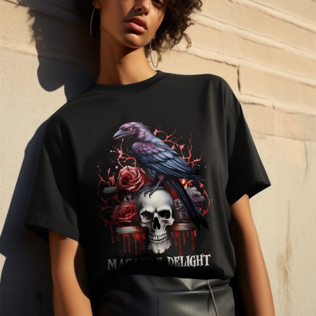 Camiseta Unisex Halloween "Macrabe Delight" Cráneo gótico (Subido por el creador)