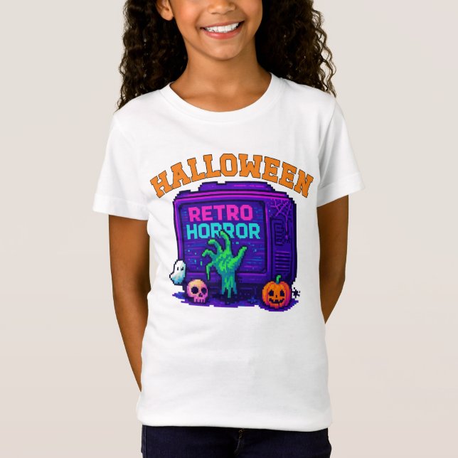 Camiseta Unisex Halloween Pixel Apparel Retro hembra macho (Anverso)