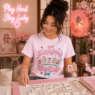 Camiseta Unisex Mahjong Darling Rosa y Menta
