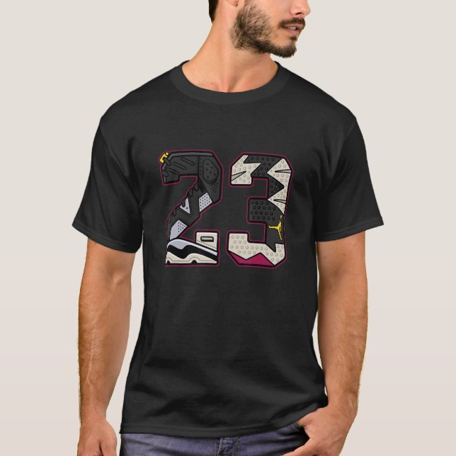 Camiseta Unisex Número 23 Sneaker Match 6 Burdeos (Anverso)