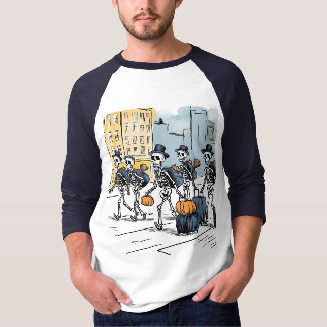 Camiseta Unisex para ropa de esqueleto de Hallowee (Anverso)