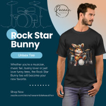 Camiseta Unisex Rock Star Bunny