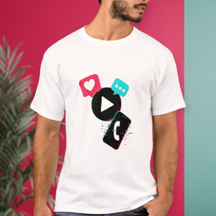 Camiseta Unisex Social Logo Print T-Shirt for TikTokers 