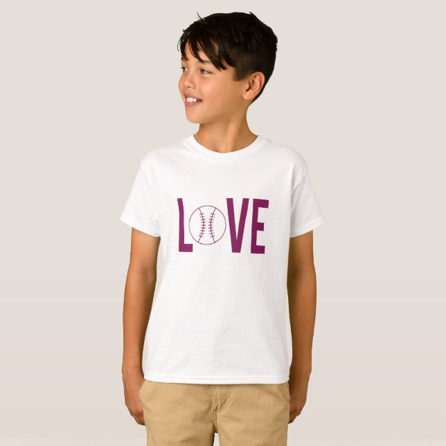 Camiseta Unisex SSL para Niños Love Baseball (Anverso completo)