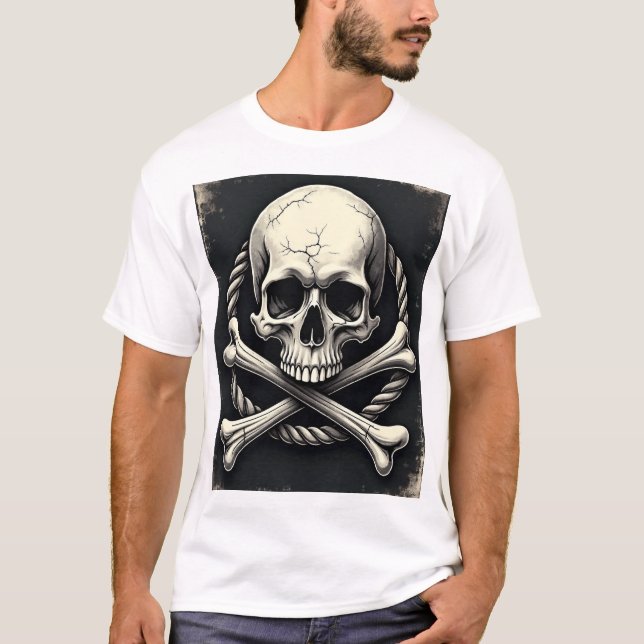 Camiseta Unisex Vintage Jolly Roger Skull & Bones (Anverso)