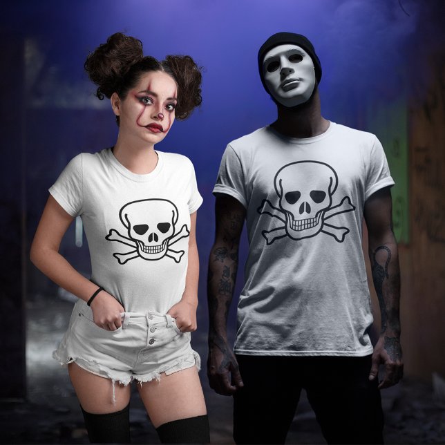 Camiseta Unisexo de la luz de Halloween con calaveras y cru (Skull and Crossbones Halloween Light Unisex T-Shirt)