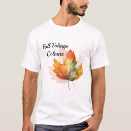 Camiseta Unissex Moderna Hoja de Otoño a la Acuare