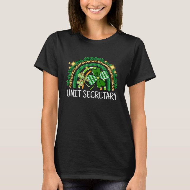 Camiseta Unit Secretary Rainbow Lucky St Patrick's Day Scho (Anverso)
