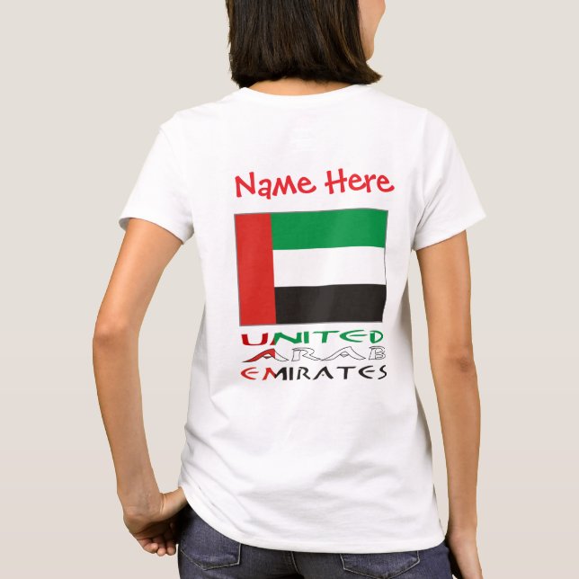 Camiseta United Arab Emirates UAE Flag Red Personalize Name (Reverso)