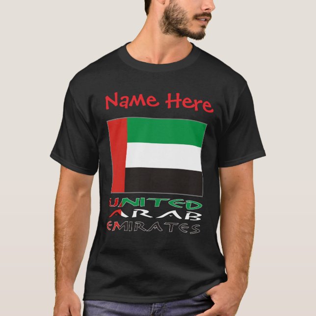 Camiseta United Arab Emirates UAE Flag Red Personalize Name (Anverso)