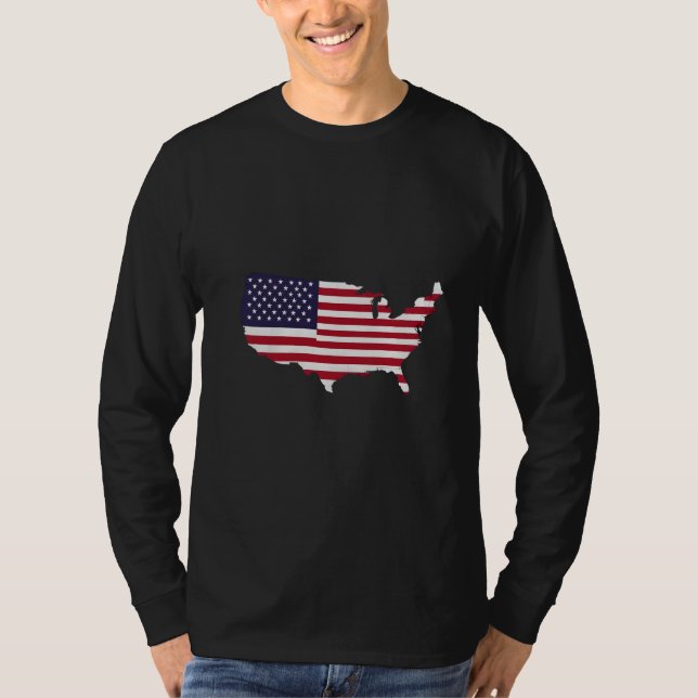 Camiseta United States Map Filled with American Flag (Anverso)
