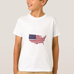 Camiseta United States Map Filled with American Flag