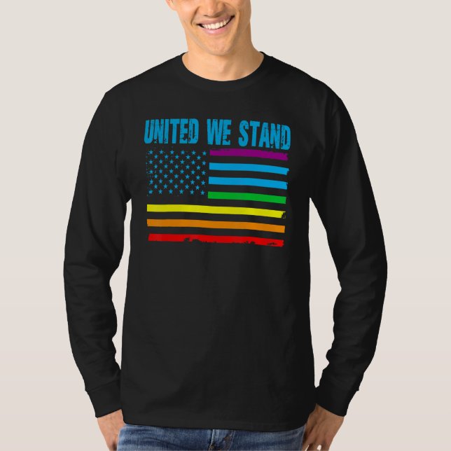 Camiseta United We Stand Proud LGBT Rainbow Pride US Americ (Anverso)