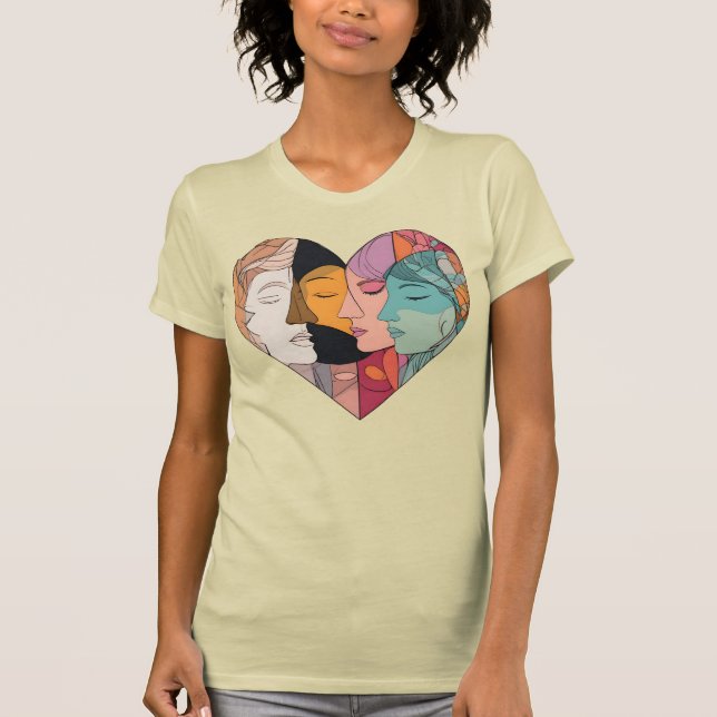 Camiseta Unity Heart Diverse Faces Line Art Diversity  (Anverso)