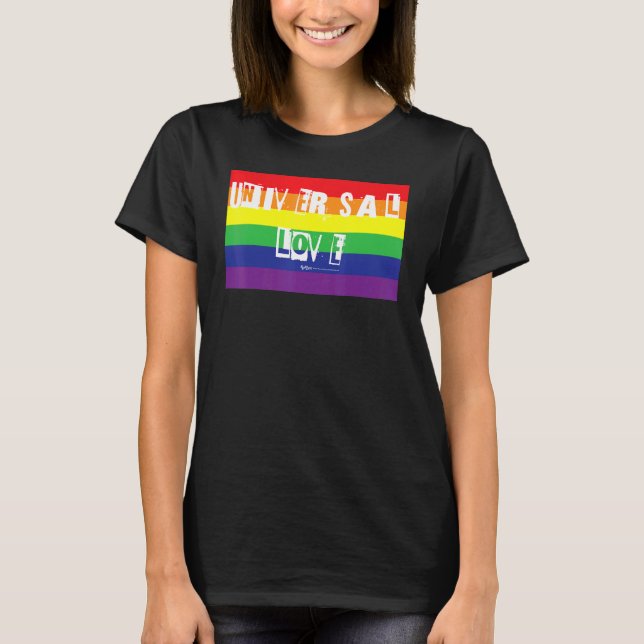 Camiseta Universal Love Gay Prige Rainbow Word Design (Anverso)