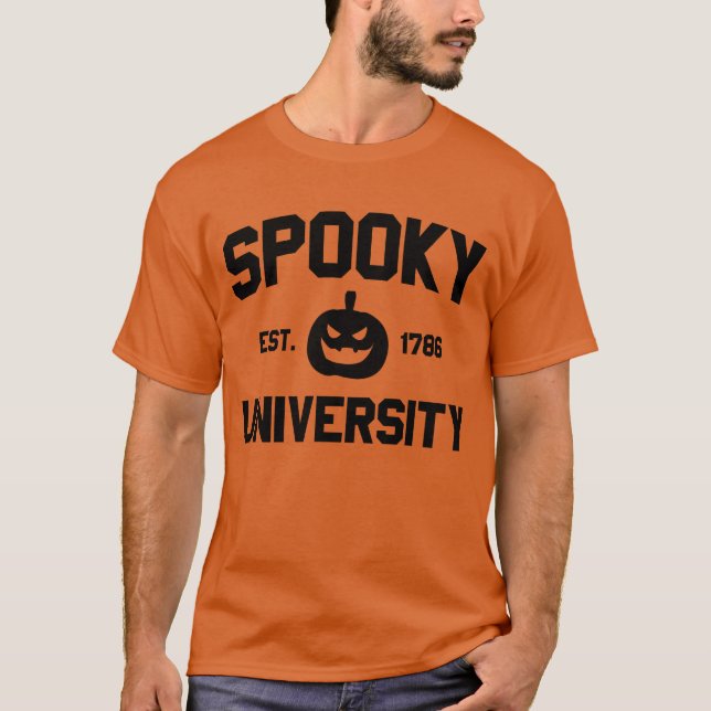 Camiseta Universidad De Spooky Establecida En 1786, Pumpkin (Anverso)