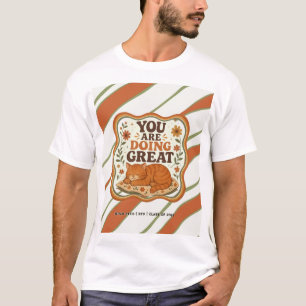 Camiseta Universitaria de Gato Naranja a Rayas Per