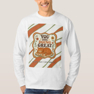 Camiseta Universitaria de Gato Naranja a Rayas Per