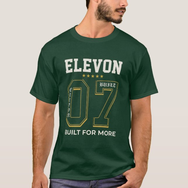 Camiseta universitaria ELEVON 07 Construida Para M (Anverso)