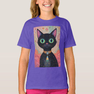 Camiseta Universo de Gato Negro Cósmico Futurista Atómico