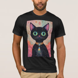 Camiseta Universo de gato negro futurista atómico