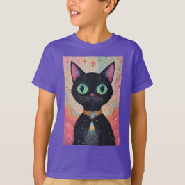Camiseta Universo de gato negro futurista atómico