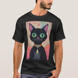Camiseta Universo de gato negro futurista atómico