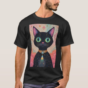 Camiseta Universo de gato negro futurista atómico
