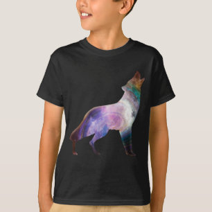 Camiseta universo galaxia aullido de lobo
