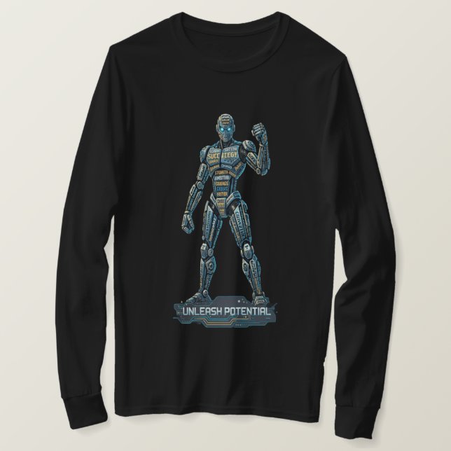 Camiseta Unleash Potential – Futuristic Robot Long Sleeve S (Anverso del diseño)