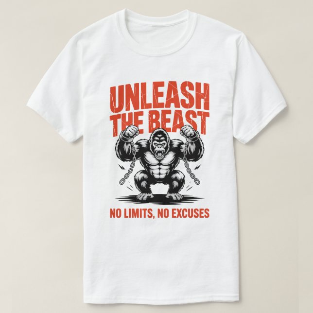 Camiseta Unleash the Beast Gorilla Fitness Motivation Tee (Diseño del anverso)