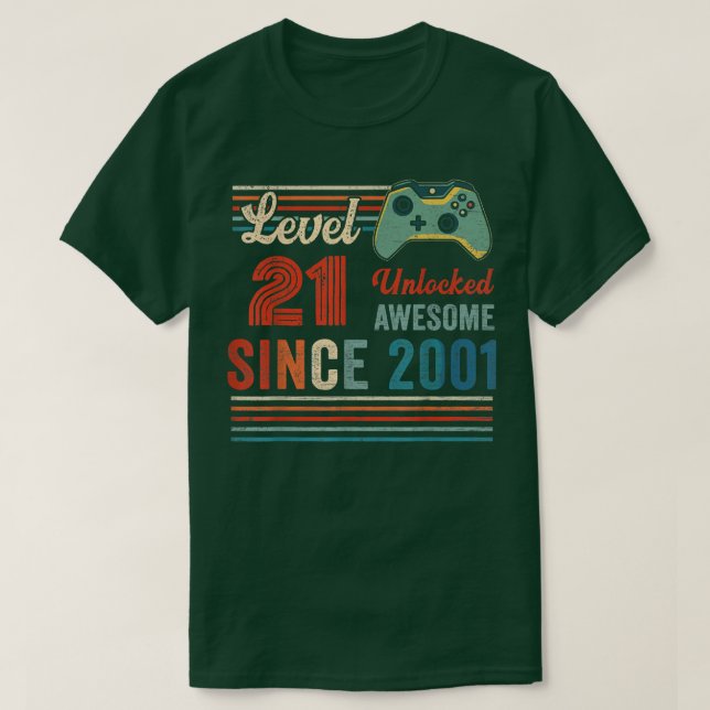 Camiseta Unlocked Level 21 Birthday 21 Year Old Video Game  (Diseño del anverso)