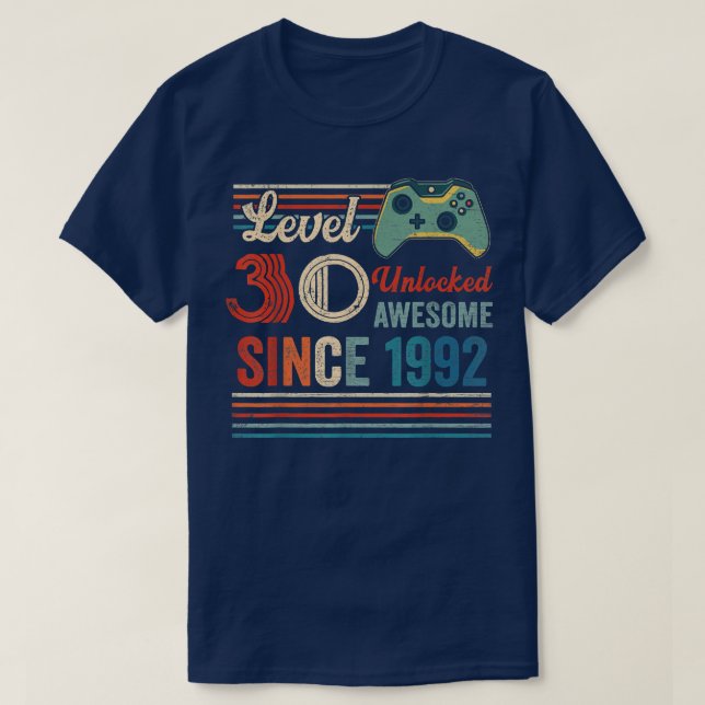 Camiseta Unlocked Level 30 Birthday 30 Year Old Video Game  (Diseño del anverso)