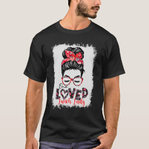 Camiseta Uno Blanqueado Amó Señora Almuerzo Moño Desordenad