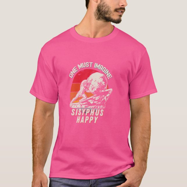 Camiseta Uno debe imaginarse el meme sisyphus feliz de Guay (Anverso)