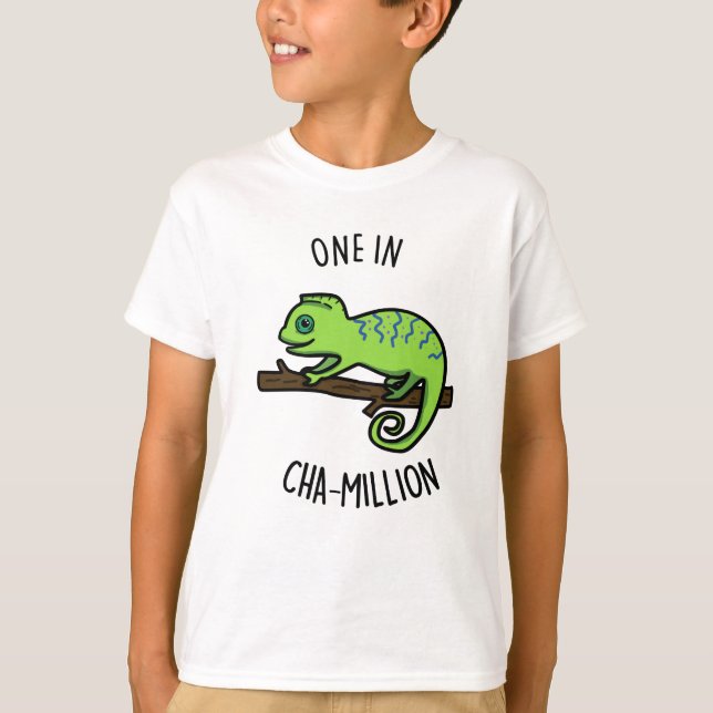 Camiseta Uno en Cha-Million Gracioso Chameleon Pun (Anverso)